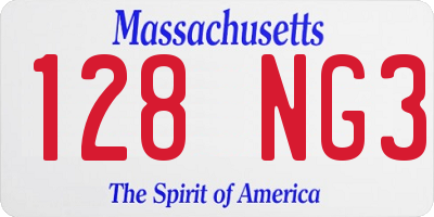 MA license plate 128NG3