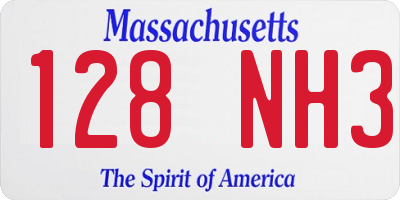 MA license plate 128NH3