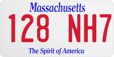 MA license plate 128NH7