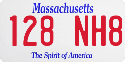 MA license plate 128NH8