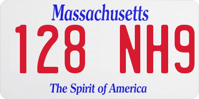 MA license plate 128NH9