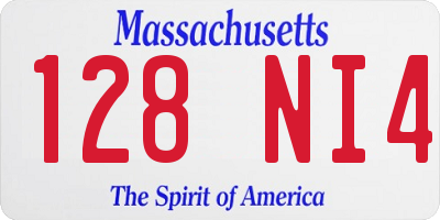 MA license plate 128NI4