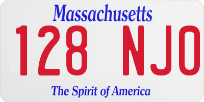 MA license plate 128NJ0