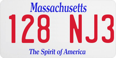 MA license plate 128NJ3