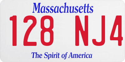 MA license plate 128NJ4