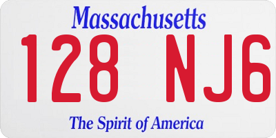 MA license plate 128NJ6
