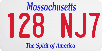 MA license plate 128NJ7