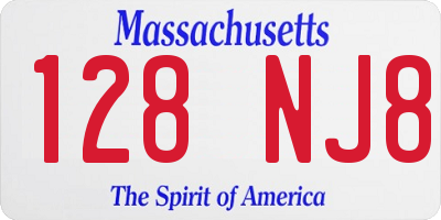 MA license plate 128NJ8