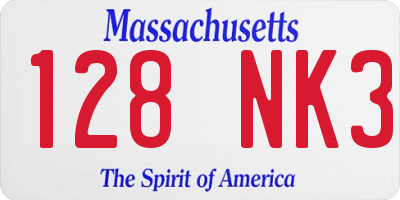 MA license plate 128NK3