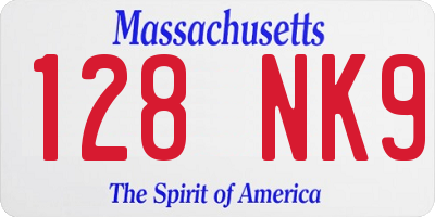 MA license plate 128NK9