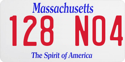 MA license plate 128NO4