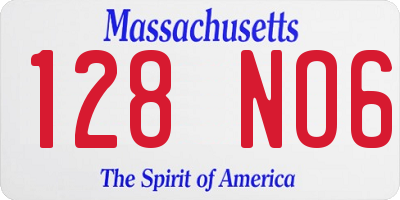 MA license plate 128NO6