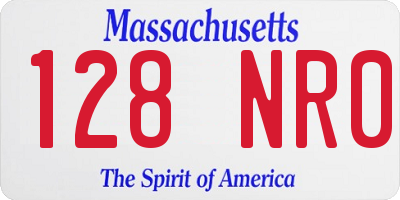 MA license plate 128NR0