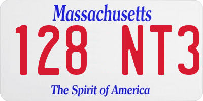MA license plate 128NT3