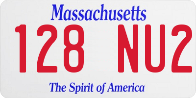 MA license plate 128NU2