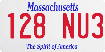 MA license plate 128NU3