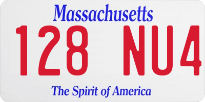 MA license plate 128NU4