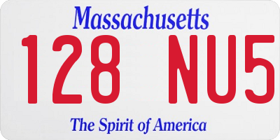 MA license plate 128NU5
