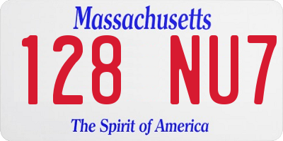MA license plate 128NU7