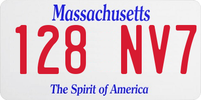 MA license plate 128NV7