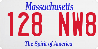 MA license plate 128NW8