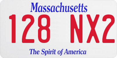 MA license plate 128NX2
