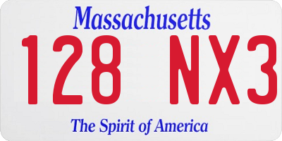 MA license plate 128NX3