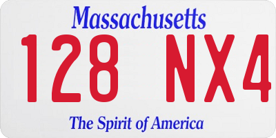MA license plate 128NX4