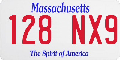 MA license plate 128NX9