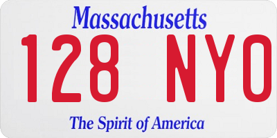 MA license plate 128NY0