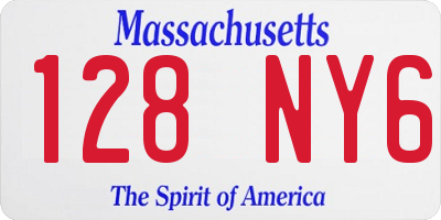 MA license plate 128NY6
