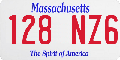 MA license plate 128NZ6