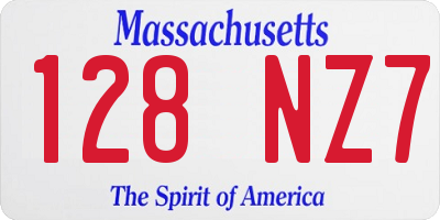MA license plate 128NZ7