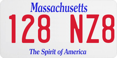 MA license plate 128NZ8
