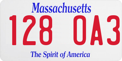 MA license plate 128OA3