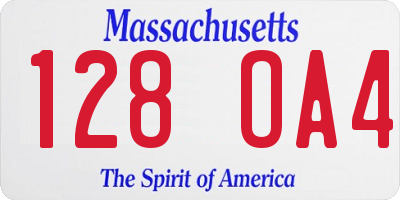 MA license plate 128OA4