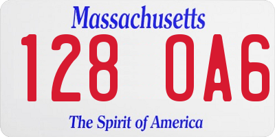 MA license plate 128OA6