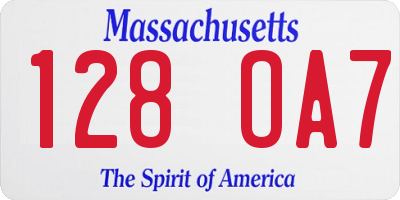 MA license plate 128OA7