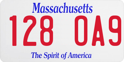 MA license plate 128OA9