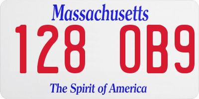 MA license plate 128OB9