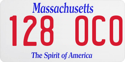MA license plate 128OC0