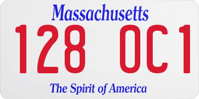 MA license plate 128OC1