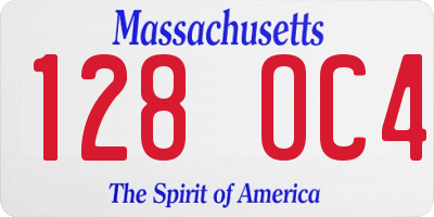 MA license plate 128OC4