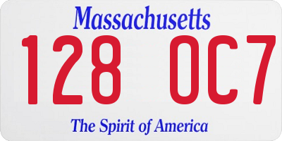 MA license plate 128OC7