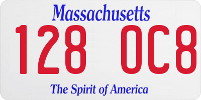 MA license plate 128OC8