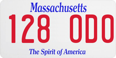 MA license plate 128OD0
