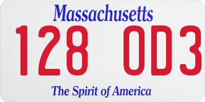 MA license plate 128OD3
