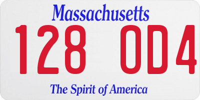 MA license plate 128OD4