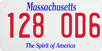 MA license plate 128OD6