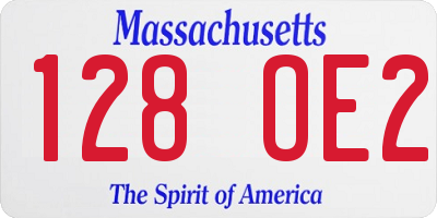 MA license plate 128OE2